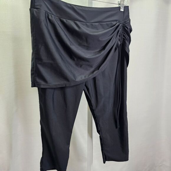 Women's Black Swim Capris with Side-Tie Skirt Size XL - Picture 6 of 10
